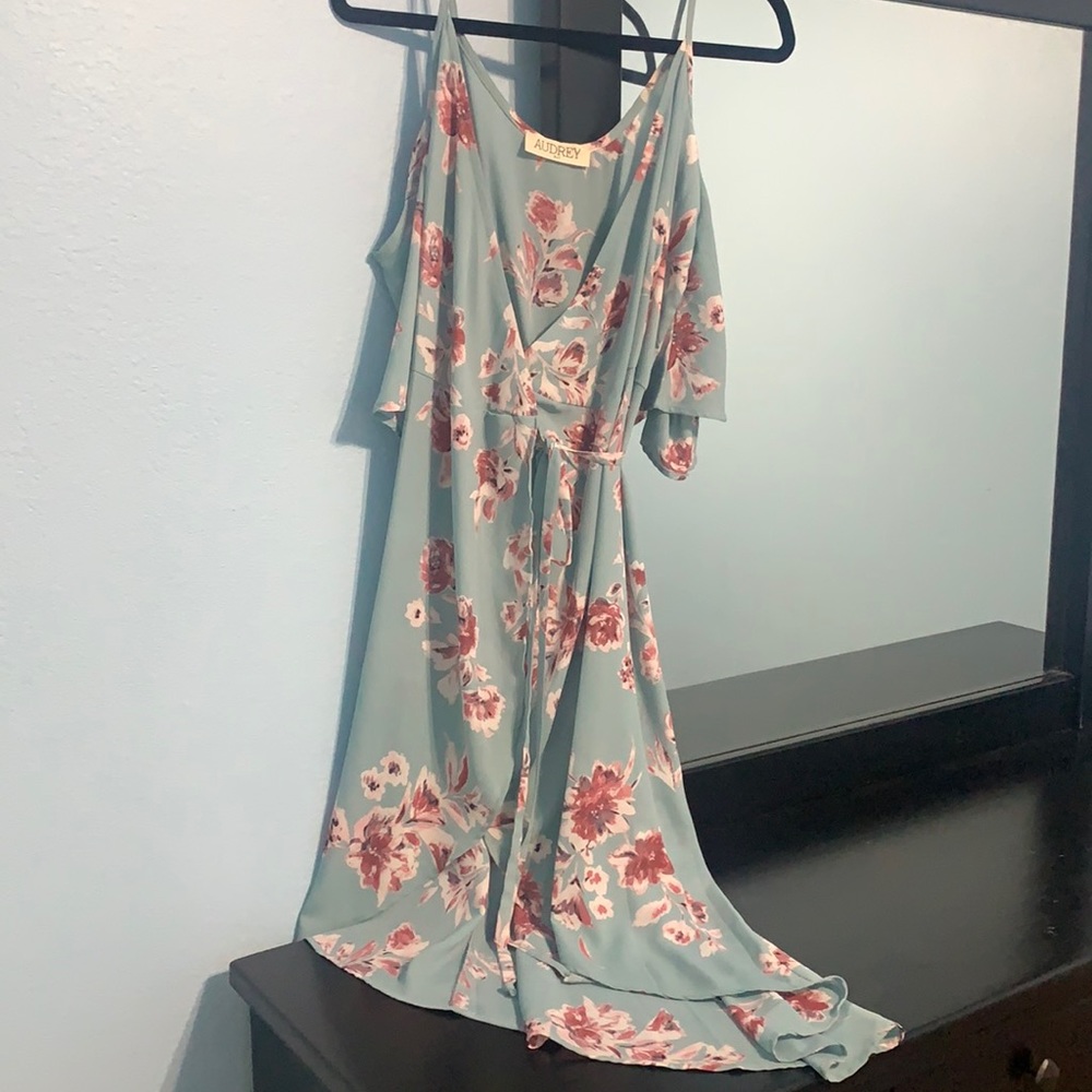 Audrey 3+1 floral high/low wrap dress